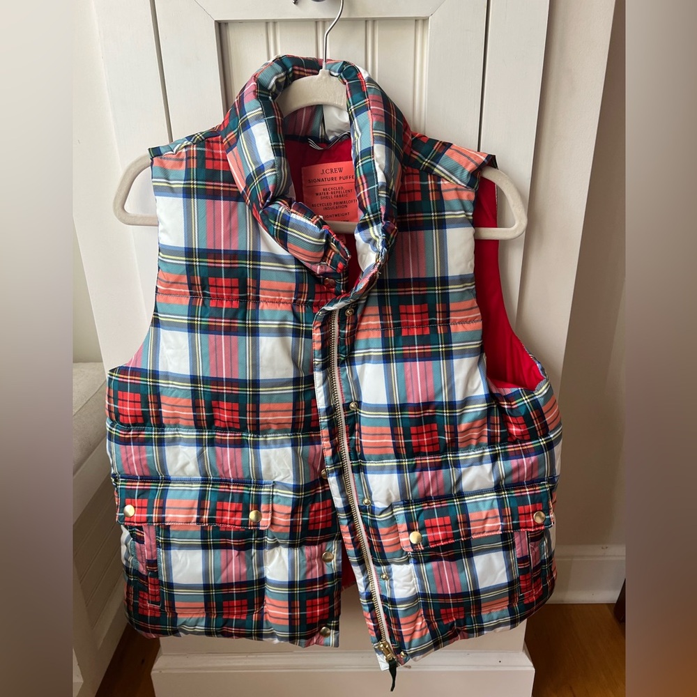 jcrew puffer vest plaid